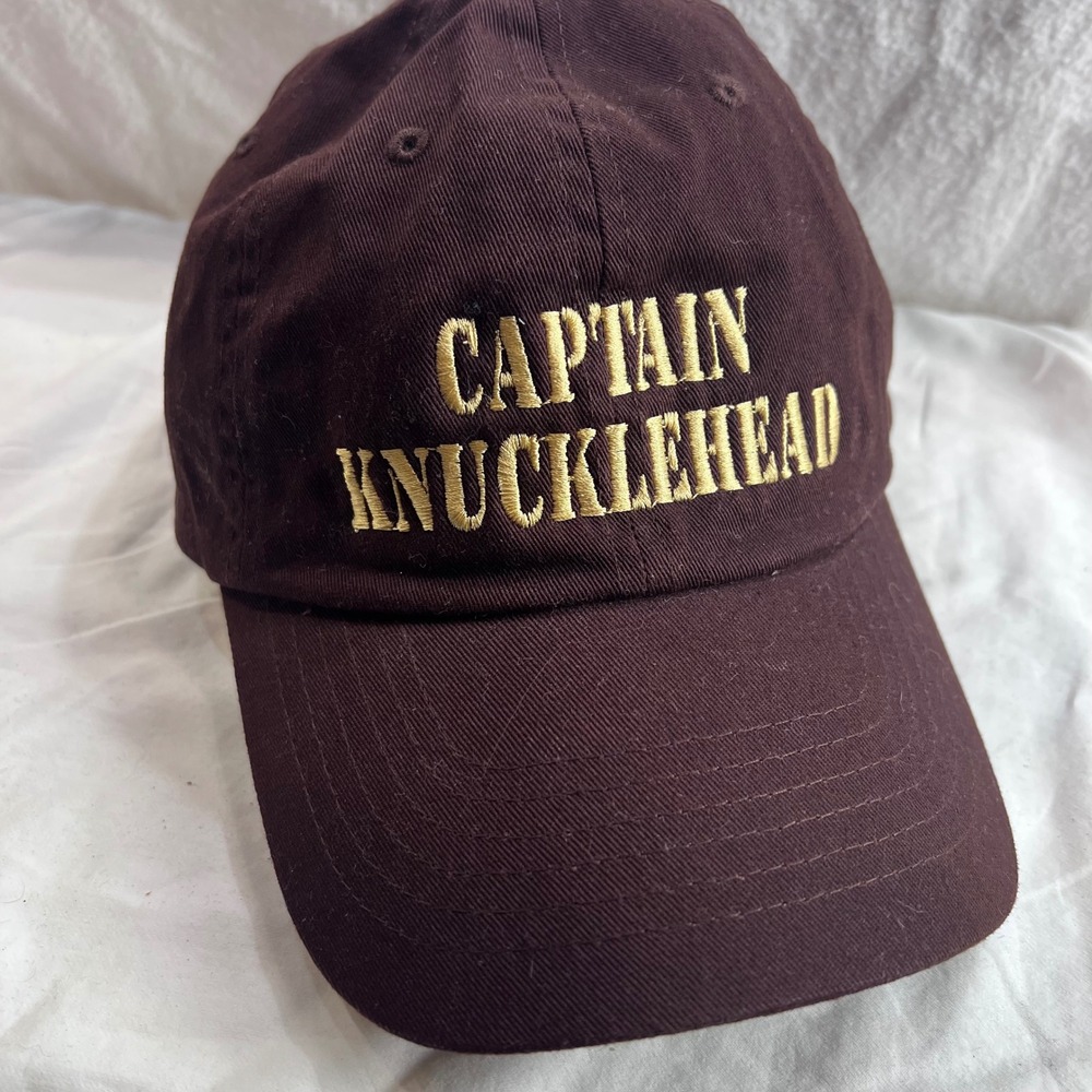 Ethos Captain Knucklehead Baseball Cap Brown Gold Embroidered Dad Hat Adjustable